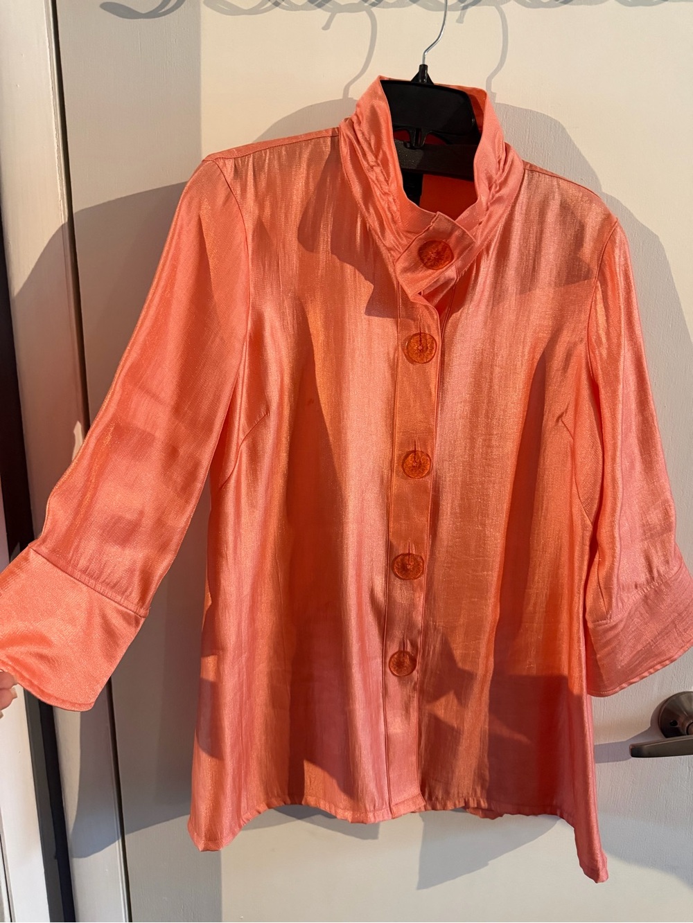 Ali Miles Coral Button-Front Swing Jacket